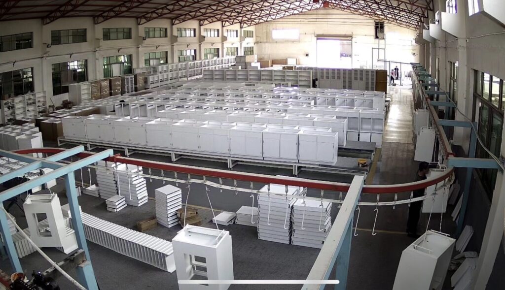 Real shot of all-steel laboratory furniture production workshop