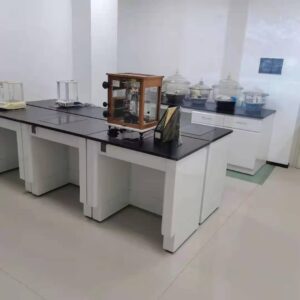 Laboratory all‑steel balance table equipped with precision analytical balance, physical‑chemical lab workbench